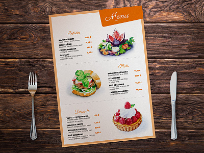 Restaurant menu design burger food meal menu raspberry restaurant watercolor