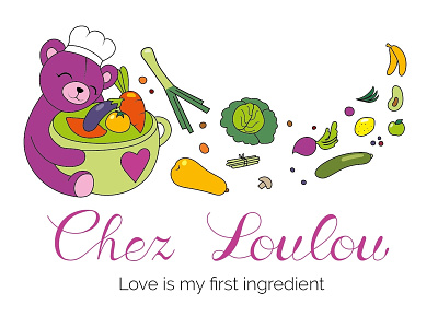 Chez Loulou concept illustration branding design digital drawing food identity illustration typography vector