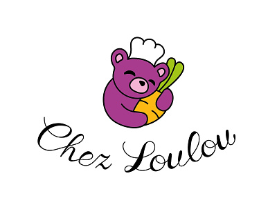 Logo Chez Loulou bear bear logo branding cute food identity logo restaurant typography