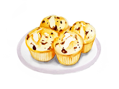 Muffins illustration drawing food illustration muffins restaurant watercolor