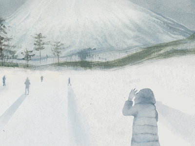 Illustration for travel article drawing graphite japan