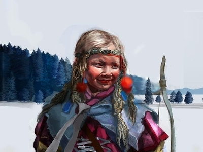 Inuit girl design illustration inuit girl portrait