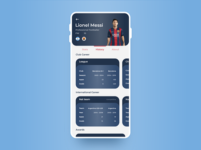 Messi History animation app branding illustration ios mobile typography ui ux web