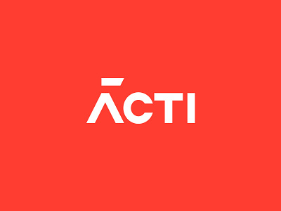 Acti clean design logo red simple typography white word wordmark