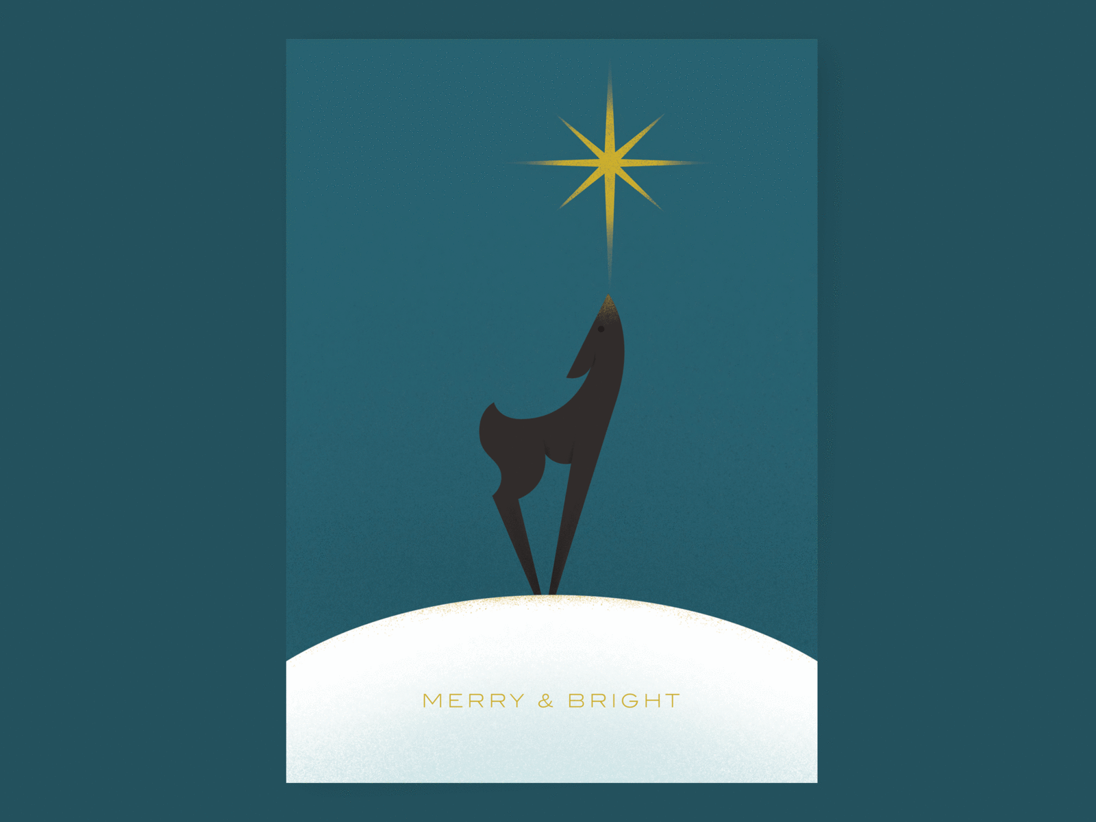 Deer Christmas Card Illustration bright christmas deer illustration merry star