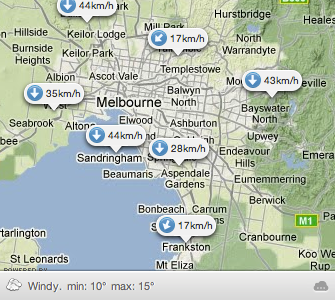 Realtime weather for cyclists cycling google maps map weather widget