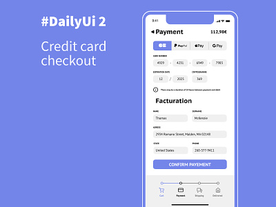 Credit Card Checkout card checkout dailyui design minimal phone ui ux