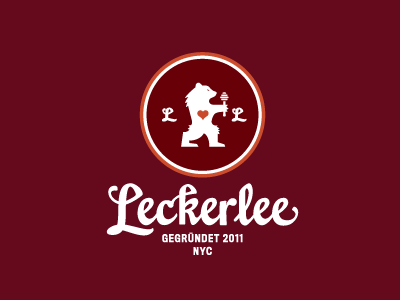 Leckerlee Lebkuchen bear cookie crest german heart identity logo packaging script