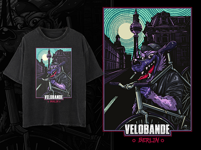 VELOBANDE - WOLF CYCLIST ILLUSTRATION