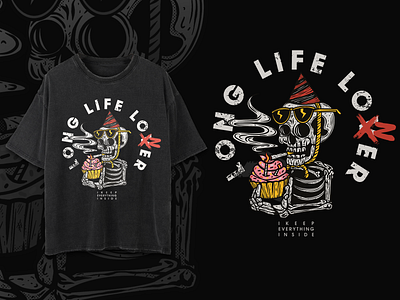 LONG LIFE LONER Illustration apparel branding clothing clothing line dark design dope drawing graphic design hypebeast illustration logo skull streetwear streetwear clothing tshirt design ui vector