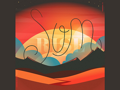 Sunrise - GradientDay02 challenge gradient graphic illustration lights mountain sun sunrise vector