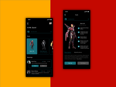 Iron Man Themed Interface adobe photoshop adobe xd android app design artwork conceptual design design illustration illustrator iron man jarvis psd sketchapp uidesign uxdesign xd design