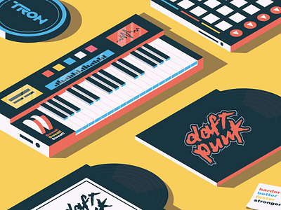 Daft Punk daft punk geometric illustration isometric isometric art isometric design isometric illustration isometry keyboard music piano robots vector vinyl