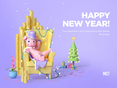 New Year's 2019 card 3d agency animation card design new year new year 2019