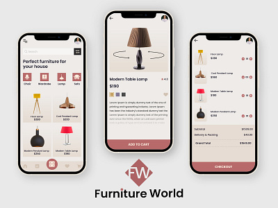 Furniture App UI UX Mockup Design