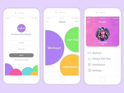 Workout and Diet Manager App Design