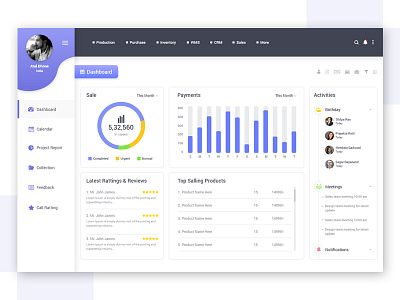 Web UI Dashboard Design for CRM