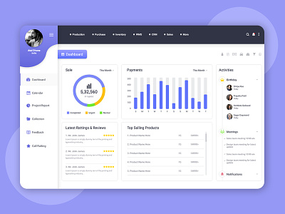 Web UI Dashboard Design for CRM