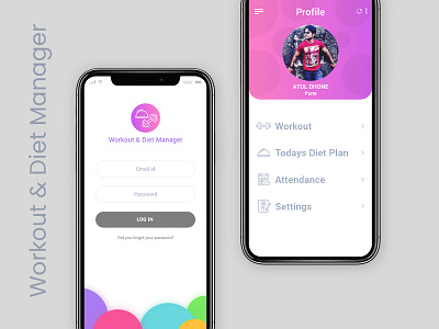 Workout & Diet Manager iOS App Design adobe xd diet mobile app ios app ios app design mobile app design mobile app designing mobile design mobile ui mobile ux ui ux workout mobile app