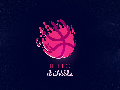 Hello Dribbble brand colorfull dribbble hello invite letsstart logo meteora space splash thanks