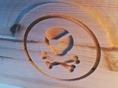 Pirates’ Cove icon: CNC in progress. branding cnc geometric icon identity logo milling pirate woodwork