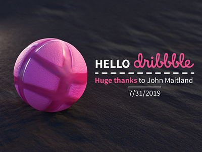 Hello Dribbble 3D - 7/31/2019 2019 3d model blender debut dribble hello hello dribble realistic render thank you