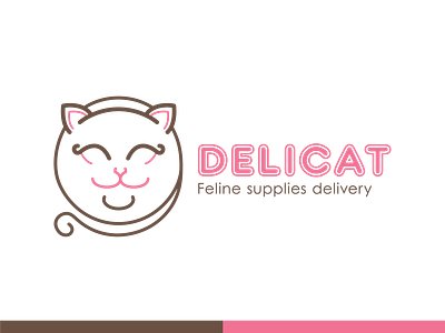 DELICAT logo - Student project - 2016 2016 branding cat delivery service design feminine linework logo