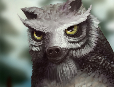 Owl Bear *fixed 2019 bear concept art digitalart fantasy illustration owl owl bear painting prompt stylized