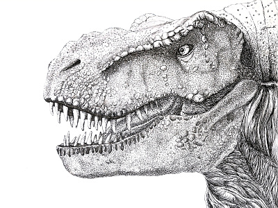 TREX inked *fixed dinosaur dotwork illustration ink jurassic park linework old school tyrannosaurus rex