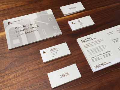 Finch Rebrand — Print Materials bird branding business card financial illustration logo pattern print stationery