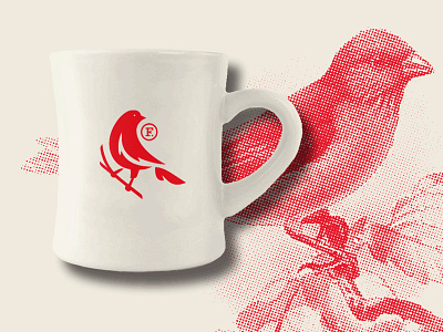 Finch Rebrand — Diner Mug bird branding coffee financial illustration logo mug pattern