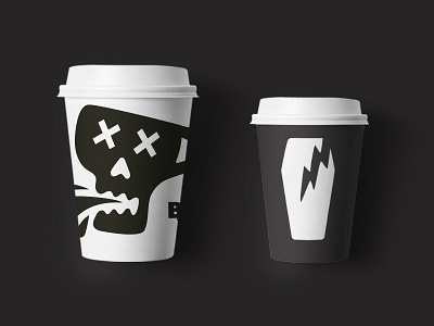 Badcoffee Branding — To Go Cups bones brand branding coffee cup icon illustration logo skull