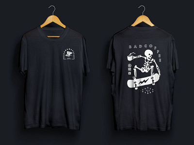 Badcoffee Branding — Skate Shirt apparel bones brand branding coffee icon illustration logo skate skeleton skull waves