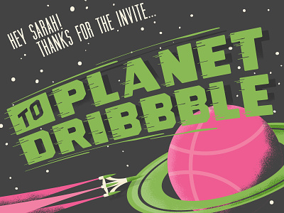 Planet Dribbble illustration rocket space speed lines typography