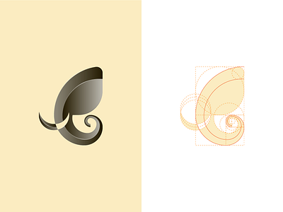 elephant - golden ratio debut elephant geometry golden ratio gradient icon logo logotype minimal symbol