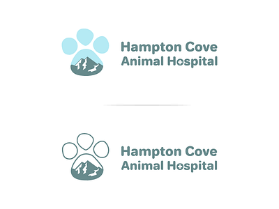 hampton cove animal hospital animal brand clean dog flat hampton cove hospital icon logo mountain paw thirty logos