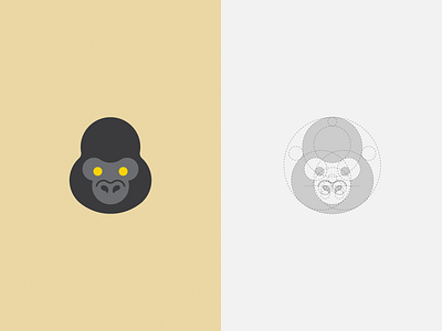 cute gorilla - golden ratio circles clean flat golden ratio gorilla icon illustration logo monkey symbol