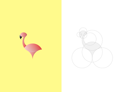 flamingo - golden ratio circles design flamingo golden ratio gradient icon illustration logo symbol tropical
