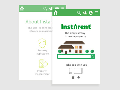Mobile version of the website Instarent mobile design