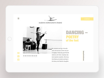 Ballet studio website, mainpage design ballet dance studio ux ui web design