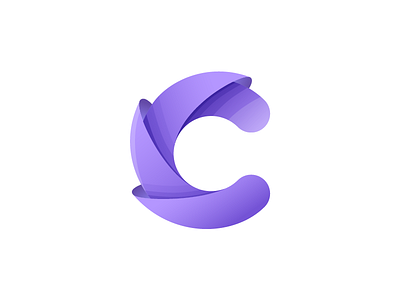 Letter c c colorful crystal logo purple vector vortex