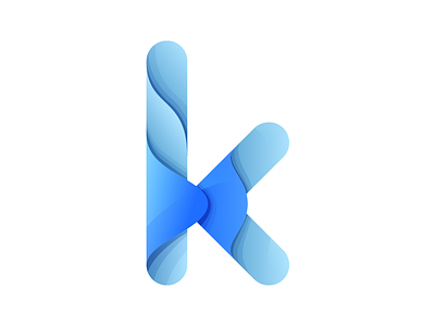Letter k blue colorful logo wave