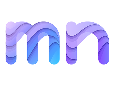 Letter m + n blue colorful indigo logo multilayer wave