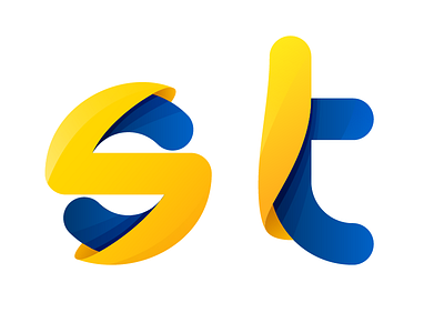 Letter s + t blue colorful logo yellow