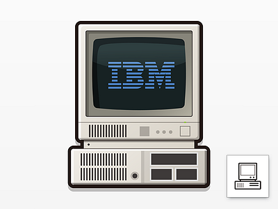 IBM 86 PC icon set icon illustration linear vector