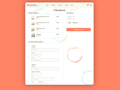 Children's Boutique Checkout Page checkout childrens ui uiux webdesign