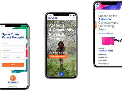 Explore Pediatric Physical Therapy branding design logo ui ux webdesign