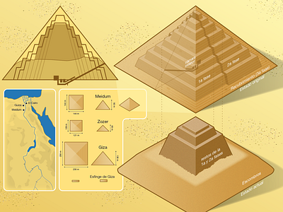 Pyramid of Meidum. adobe illustrator architecture architecture visualization description desert egypt history infographic isometric map vector graphics