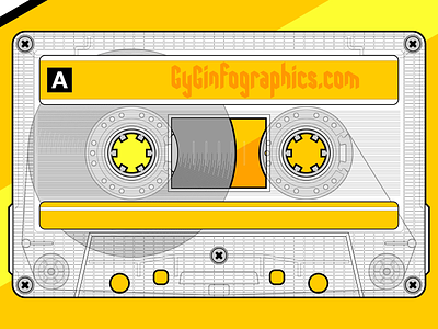 Music Tape II 70s 80s 90s audio casette classic front view instructional design motion graphics music nostalgia oldies side a tape technical drawing technical graphics technical illustration vector graphics