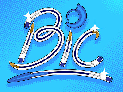 Written with a Bic Cristal. adobe illustrator art brush bic bic cristal blue brush halftone lettering logo pen vector graphics